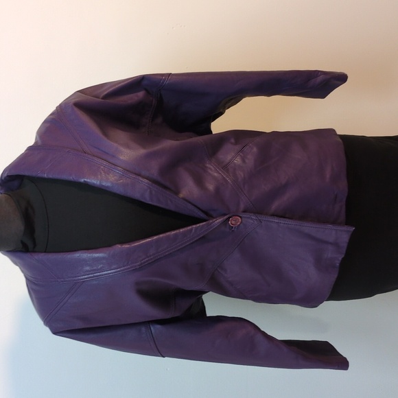 Vintage Jackets & Blazers - Vintage 80s Purple Leather Jacket, Size Small
